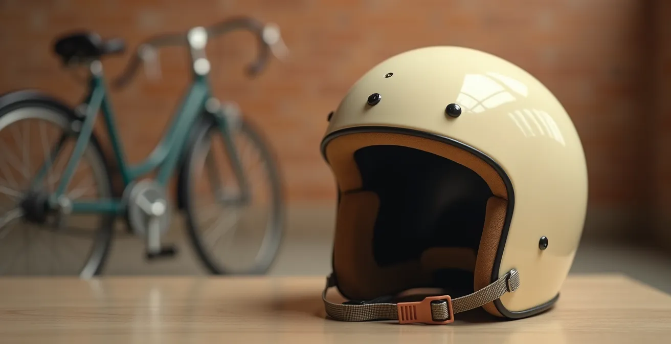 Casque homologué vintage Solex avec éléments de sécurité et style rétro